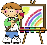 Child painting a rainbow at an easel